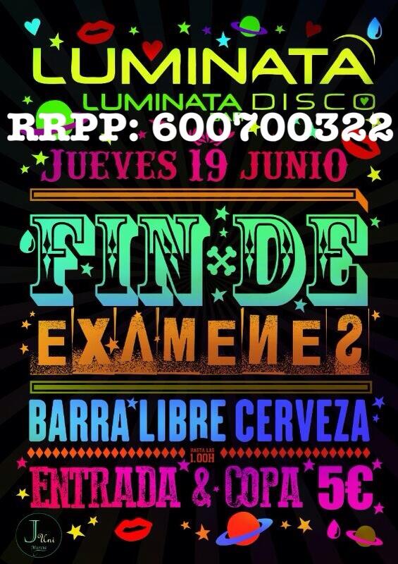 DiscotecasMur's tweet photo. NI TE LO PIENSES! ESTA NOCHE LUMINATA DISCO! 5€ COPA Y BARRA LIBRE CERVEZA HASTA LA 1:00h @JUEVESUNI @ECONOMICAS_MU http://t.co/5VxJBAEaMF