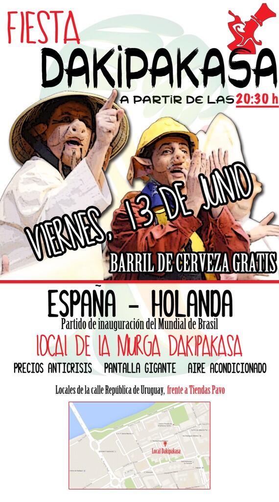 Dakipakasa's tweet photo. A pocas horas del debut de España en el mundial y no sabes donde verlo?ven a nuestro local!barril gratis!! http://t.co/7cBntOzvWg