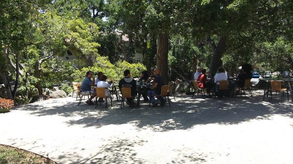 SimontonCC's tweet image. Finished another great SCC Getting Well Again Program, photo of the group eating our delicious organic lunch outside.