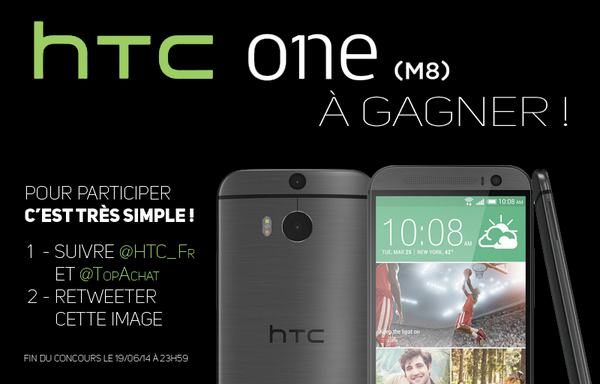 TopAchat's tweet photo. Pour tenter de gagner un sublime HTC One (M8), il suffit de RT cette image et de suivre @TopAchat et @HTC_Fr ;-) http://t.co/0lKQGt1mxw