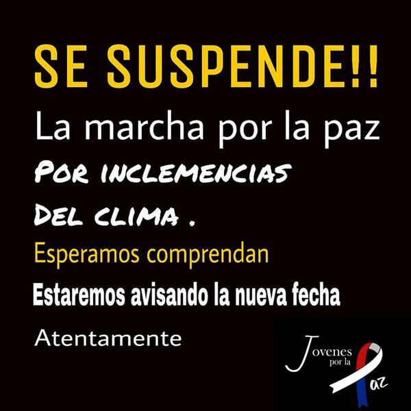 cecma2014's tweet photo. Se suspende por el clima #jovenesporlapaz http://t.co/Yo8X6qyzrb