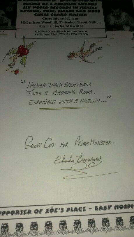 coxchat's tweet image. Luton-born prisoner Charles Bronson has asked me to forward this important message particularly relevant to Scotsmen.