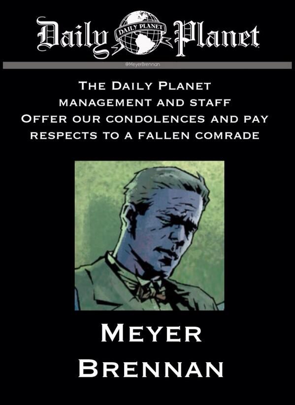 DailyPlanetMP's tweet image. The Daily Planet Management and Staff offer our condolences and pay respects to a fallen comrade, @MeyerBrennan