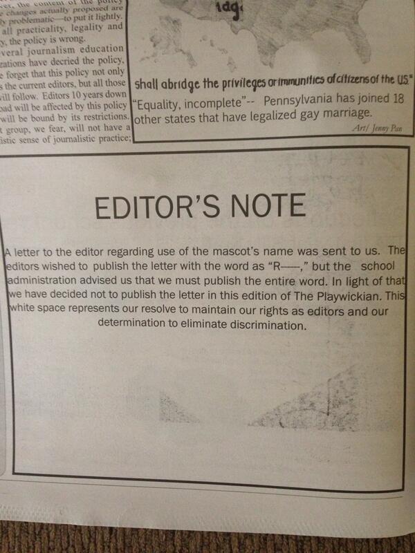 "This blank space represents our resolve to maintain our rights as editors..."
