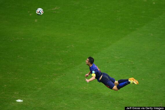 The flying Dutchman: Robin van Persie equalises for #NED v #ESP #spainvsnetherlands huff.to/1olRlXK