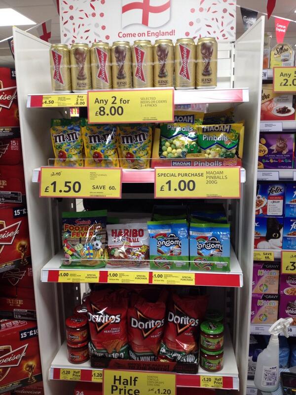 Are you ready for the first England game if the World Cup? #snacks✔️ #drinks✔️ #WorldCup2014 #prideinexpress