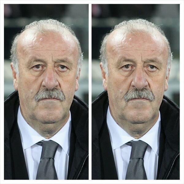 Del Bosque before and after the game tonight