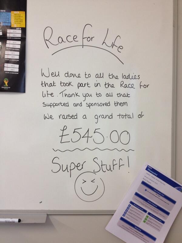 So proud of our Bedale ladies. We all had a great time (I have blisters to prove it) well done!! 💕#raceforlife