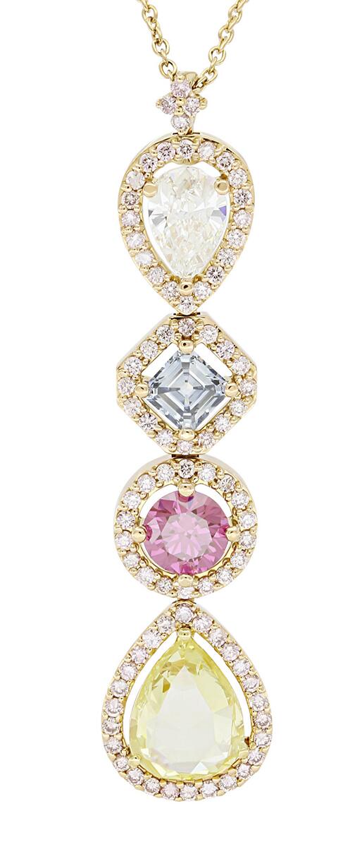 dnea's tweet photo. 4 Colored Diamond pendant necklace featuring White, Blue, Pink, Yellow diamonds.  #dneadiamonds #diamondnecklace http://t.co/QjykfyTuPS