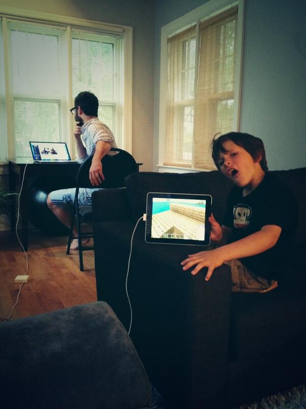 .<a href="/jamesswirsky/">James Swirsky</a> watching the live commentary of IGTM w/<a href="/SuperMeatBoy/">Team Meat</a> . Nephew more interested playing Minecraft