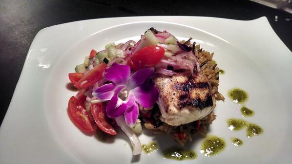 chefwesleyadams's tweet photo. Grilled escolar Mediterranean wild rice and cold cucumber salad http://t.co/Ka0qHaXM5V