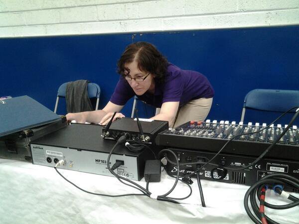 <a href="/SOIreland/">Special Olympics Ireland</a> Volunteer Bridie Curley operating the Sound System <a href="/DeltaSportDome/">Delta Sports Dome</a> for the Bocce Competition #SOGames2014