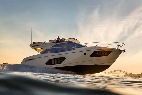 Our Absolute 45 Fly on Sydney Harbour at sunset #boatlife