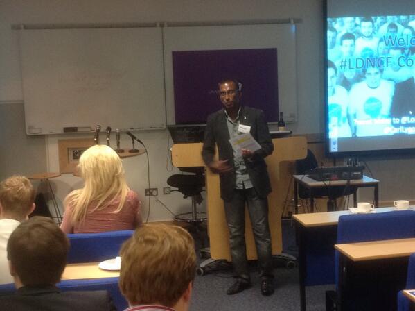 carllygo's tweet photo. @DiasShaun of @BPPAlumni @BPPStudents introduces David Willetts to the conference #LDNCF http://t.co/HLlqv4DxNE