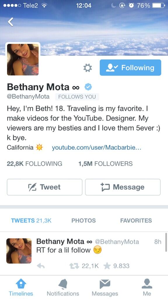 lyricalsivan's tweet photo. RT FOR A DM TO @BethanyMota - MBF http://t.co/6mO3whWwze