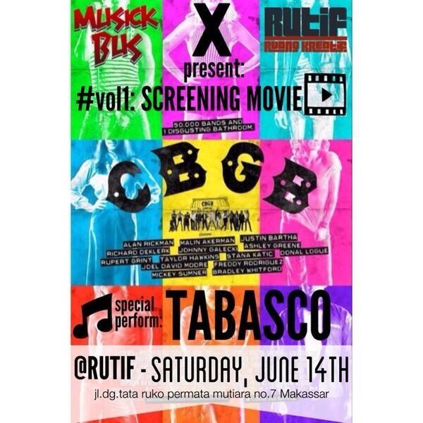 MUSICK BUS X RUTIF !! 
Vol1: Screening Movie CBGB 
#infoeventmakassar
