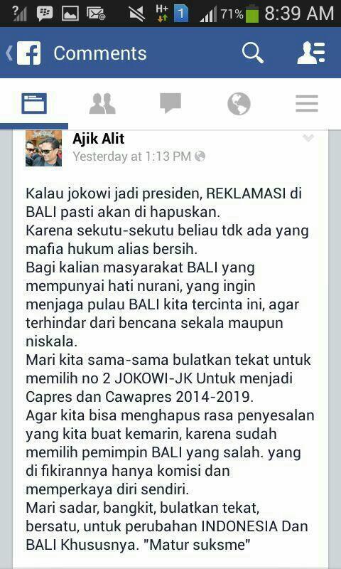 Laskar bali dukung prabowo di baliho, menyimpang"<a href="/bobbyalcoholic/">Bobby</a>: Laskar Bali mana suaranya #BaliTolakReklamasi "
