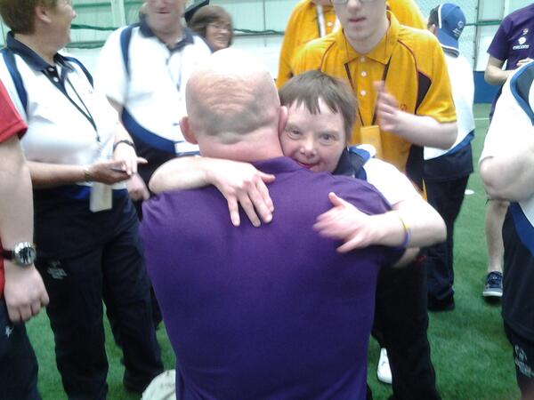 <a href="/SOIreland/">Special Olympics Ireland</a> Hugs from Keith Woods at Bocce in <a href="/DeltaSportDome/">Delta Sports Dome</a> #SOGames2014
