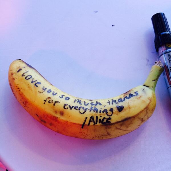 Ashton5SOS's tweet photo. Thanks so much for coming to say hi Stockholm, we love you, someone gave me this banana http://t.co/MuwpfJy7k6