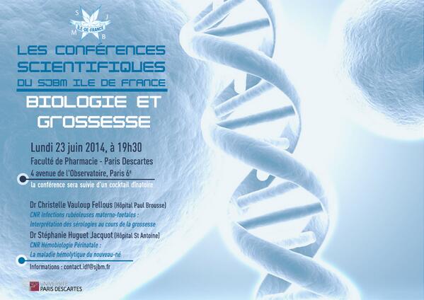 SJBMIDF's tweet photo. 2e conférence du @SJBMIDF>Biologie et Grossesse : pièges de la séro et la maladie hémolytique du NN! Venez nombreux! http://t.co/eRykik4qVH