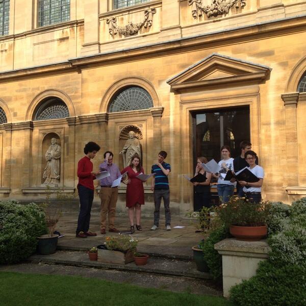 Members of <a href="/Queenschoir/">Choir of The Queen's College, Oxford</a> sound great practicing for their summer concert this evening