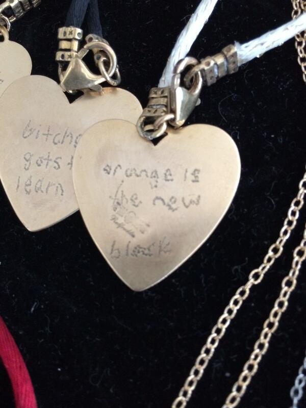 red_freckles's tweet photo. #OITNB #redfreckles engraved heart bracelets! #bitchesgotstolearn http://t.co/RWpX9bs6zV http://t.co/qM8j7RlZQh