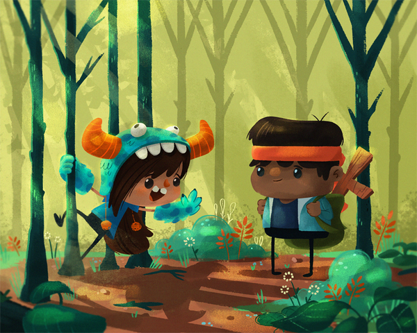 2dCale's tweet photo. A wee Monster and Monster Hunter. ⊙ω⊙ #RandomIllustration http://t.co/hUoFeS9XlA