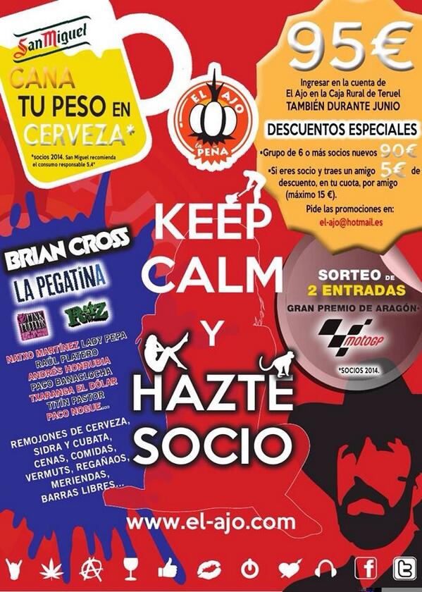 Os presentamos el cartel de fiestas de <a href="/ElAjoTeruel/">El Ajo, la peña</a> en el que estamos presentes!! #DolarTour14