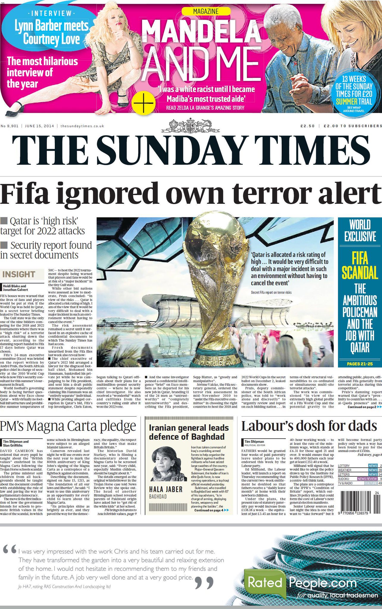  Qatar 2022 is a high risk for a terror attack according to FIFAs own documents [Sunday Times]