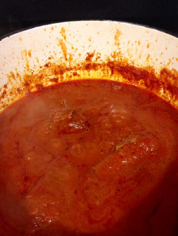 It's grilling weather but I had some beef short ribs that were begging to be cooked in a tomato sauce.