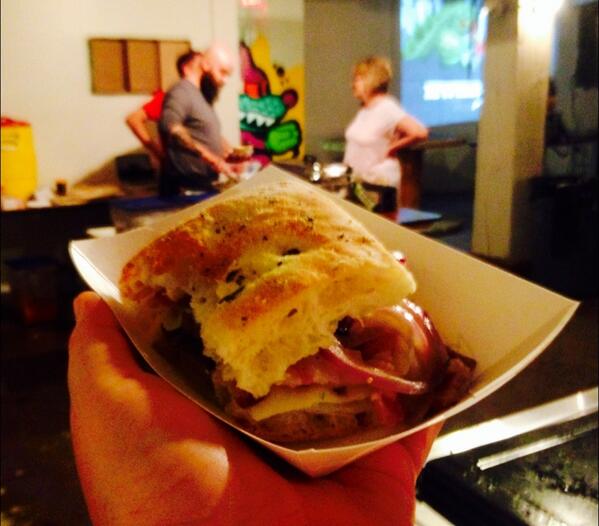 amywowk's tweet photo. Tasty, TASTY sandwich from the boys @local_omnivore at @hawkersmarket tonight! http://t.co/gS2Nyfri6n