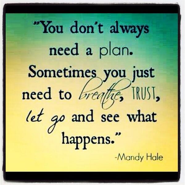 You don't always need a plan. Sometimes you just need to breathe, trust, let go, &amp; see what happens.