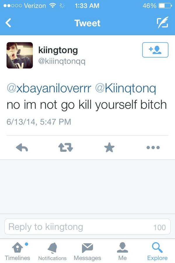 TheBullyBlocker's tweet photo. Everyone go report @kiiinqtonqq. Here's some of their tweets... http://t.co/eDPoGKtZg4