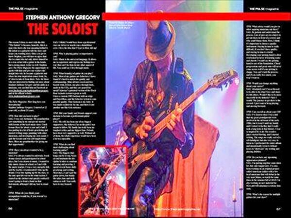 SGAproject's tweet image. Stephen Anthony Gregory "The Soloist" in May's issue of The Pulse Magazine.