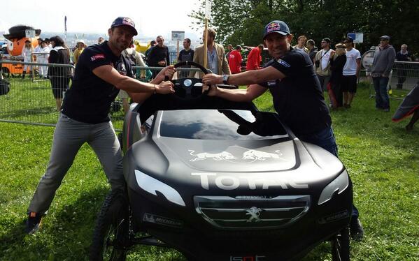 s_peterhansel's tweet photo. No fuel, no engine.. I'm starting a new career in soap box racing!! @cyrildespres @CSainz_oficial #dakar2015 #2008DKR http://t.co/4R11oBKllE