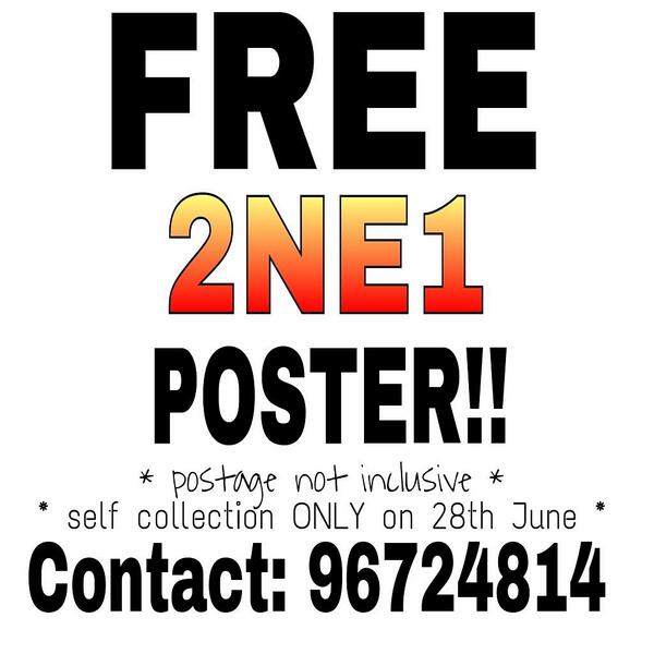 CLSHOP07's tweet photo. @sgbjcrew Help RT!! Giving away FREE 2NE1 Poster on 28th June at Stadium Station. http://t.co/5IAcG2OSVs