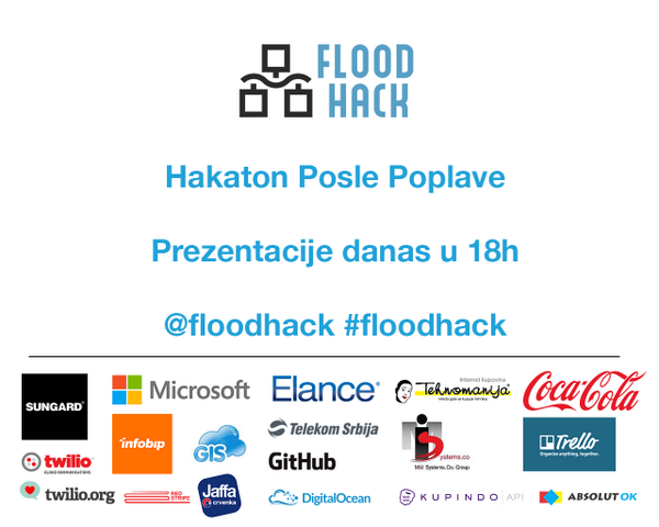FloodHack's tweet photo. Otvaramo vrata u 17:45h veceras za prezentacije aplikacije koji su napravljeni u zadnjih 24h na #floodhack http://t.co/28I7pvQTqU