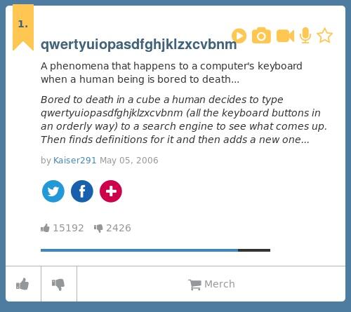 What is the meaning of Qwertyuiopasdfghjkizxevbnm?  qwertyuiopasdfghjkizxcvbnm rate. (Adult / Slang) (Verb) a phenomena that  happens to a computer's keyboard when a human is bored to death qwertyuiopasdfghjklzxcvbnm  qwertyuiopasdfghjklzxcvbnm Search for