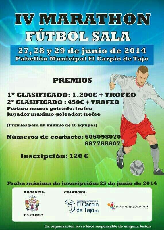 RT

IV Maratón futsal
Info: todotorneos.com/paginas/torneo…
<a href="/anvialovera_fs/">Anvi Alovera F.S</a>
@ylc5
<a href="/CerveraFS/">CerveraFS</a>
<a href="/YOsiSEdeFUTSAL/">YoSíSéDe FutSal</a>
<a href="/cdvillaverdefs/">CD VILLAVERDE FS</a>
