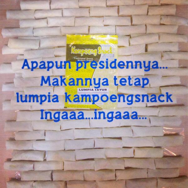 kampoengsnack's tweet photo. Apapun presidennya, mknnya tetap lumpia kampoeng snack yah. Hehee #lumpia #lumpiasayur #kampoengsnack http://t.co/cAHPriYYpk