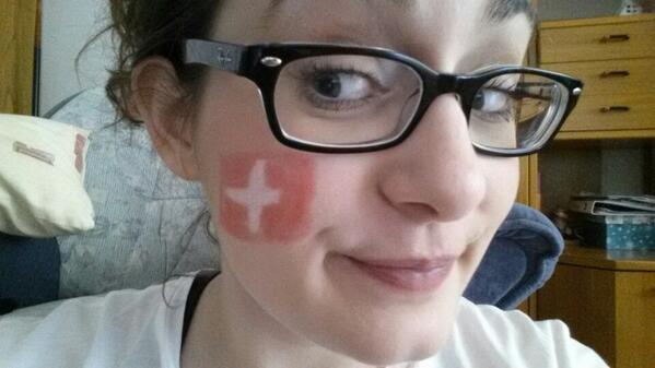 zombieatemyhead's tweet photo. Aktuelle Kriegsbemalung. #SWI #WM2014 #SWIECU http://t.co/E9rFUcB7mX