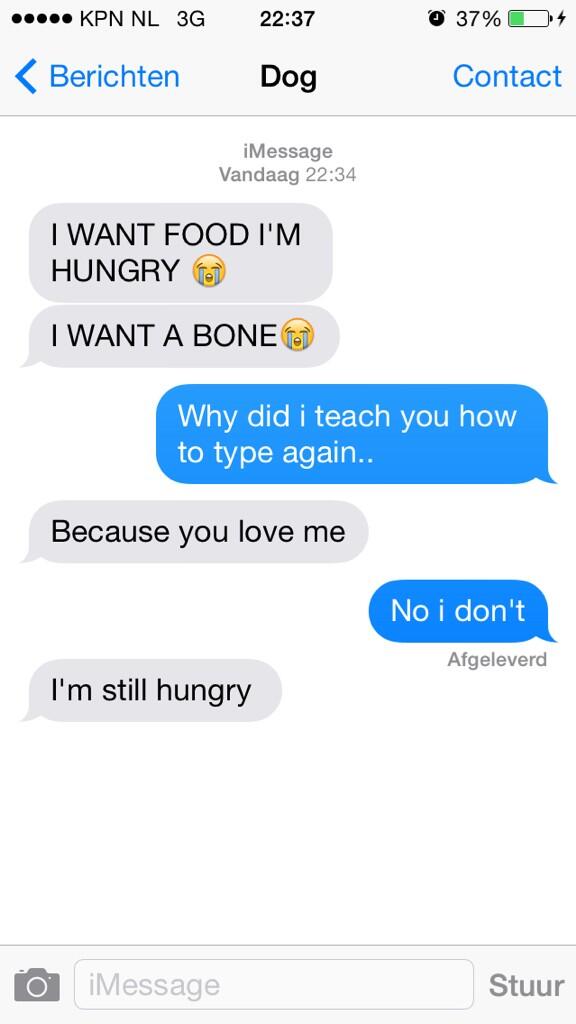 DogText's tweet image. Hungry