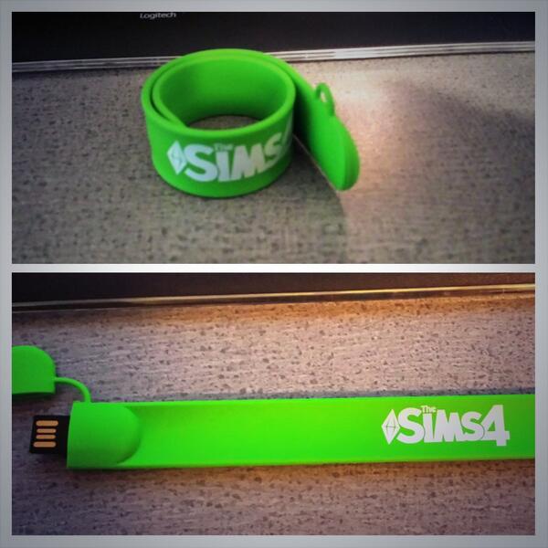 SimsVIP's tweet image. Forgot I had this! (Still unpacking) Check out this awesome (slap on) wristband USB I received from EA. :)