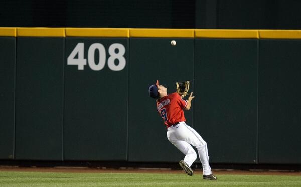 OWHcws's tweet photo. Say hey! Great photo of Auston Bousfield's Willie Mays-style catch. #CWS http://t.co/A0oDd6gEdy