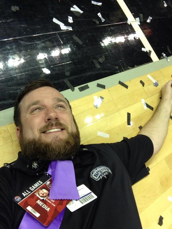 PaulGarciaNBA's tweet photo. Congrats man, great work RT @benhunted: Protip: it’s so much nicer to end the season this way. #selfie #confettiangel http://t.co/oGd8sGFWY8