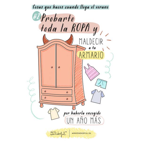 Probarte la ropa del #verano pasado y maldecir a tu armario por haberla encogido un año más #cosasquehacesenverano :)