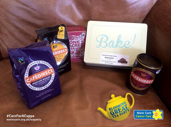 mariecurieuk's tweet image. RT &amp;amp; follow @mariecurieuk before 3pm today for a chance to win @Cafedirect and @SuzyPelta goodies #CareForACuppa