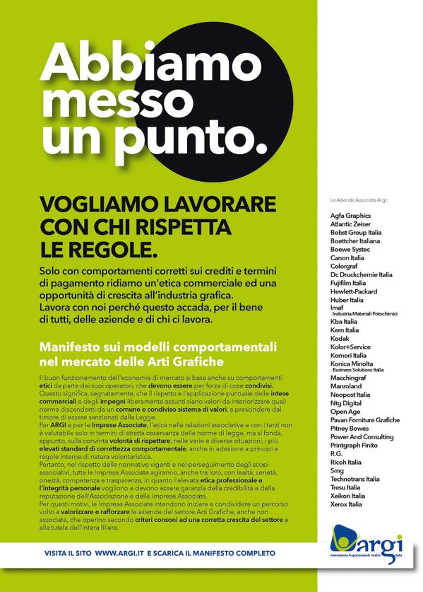 Anche Konica Minolta:vogliamo lavorare con chi rispetta le regole. il manifesto etico di argi bit.ly/1n4xG89 "
