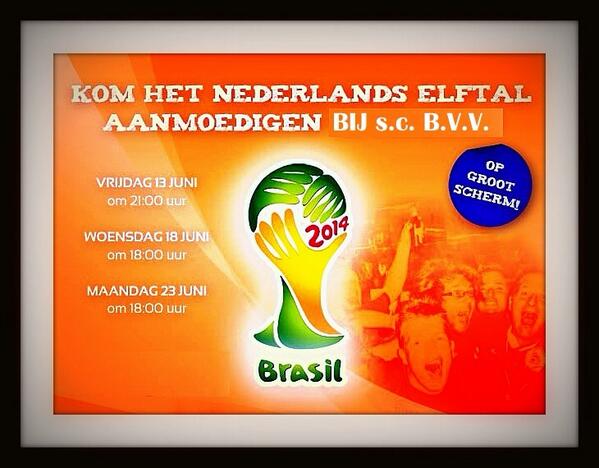 Ergens Oranje aanmoedigen met een gezellige sfeer? Dat doe je in de kantine van BVV! #DenBosch #WK2014 #Oranje