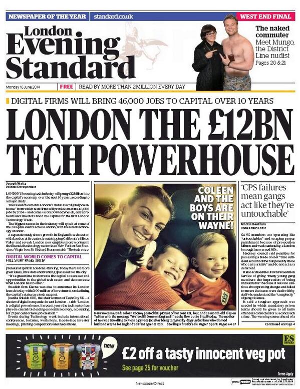 LDN_economy's tweet image. London: The £12bn tech powerhouse. Front page of today&apos;s @StandardNews standard.co.uk/news/techandga… #LDNTech #LDNTechWeek